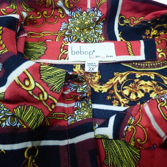 $49.00 Be Bop Trendy Plus Size Chain-Print Shirtdress, Size 2X, Scarlet/Black - Picture 11 of 13